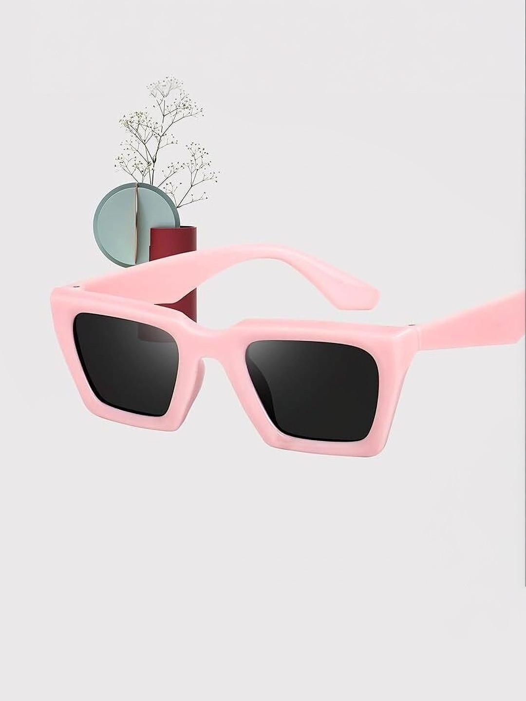 KOPEK Unisex Black Lens & Pink Square Sunglasses with
