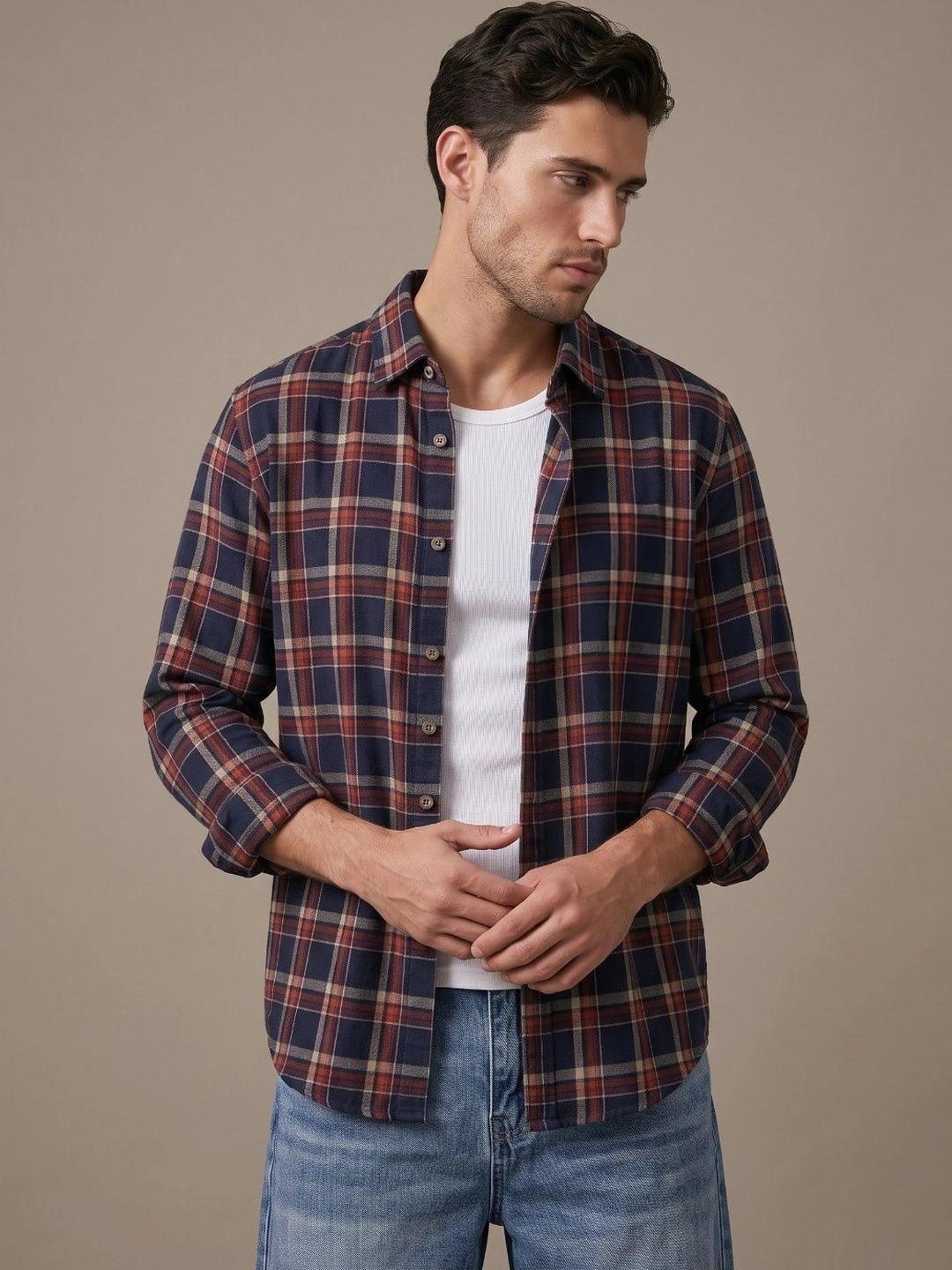 Men Regular Fit Tartan Checks Casual Shirt