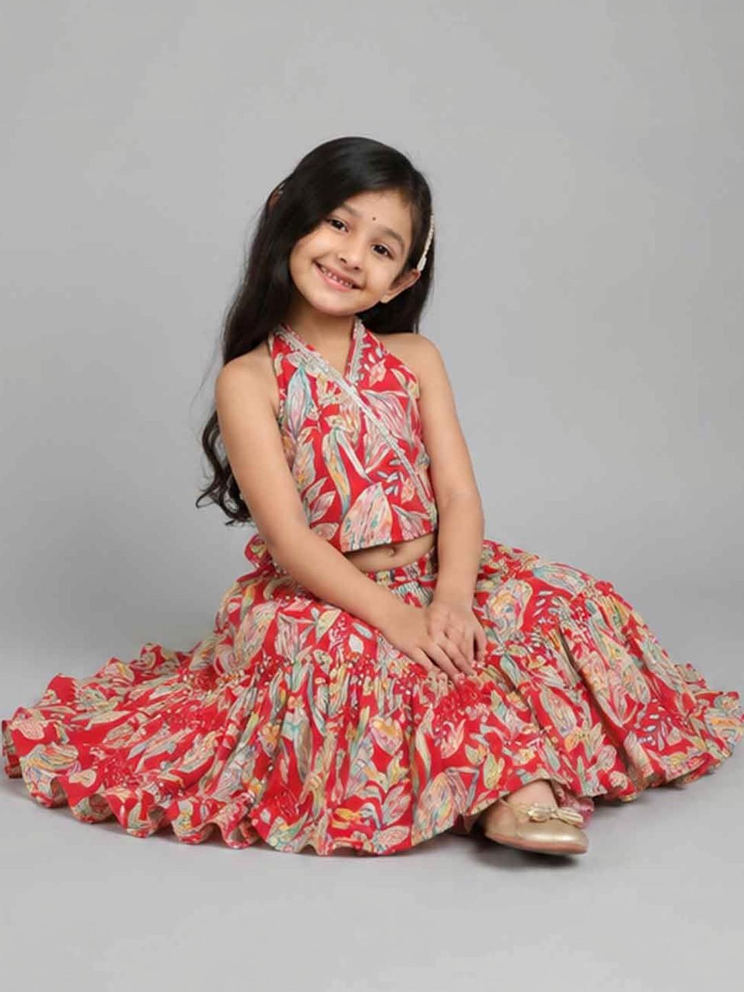 KALINI Girls Printed Ready to Wear Lehenga &