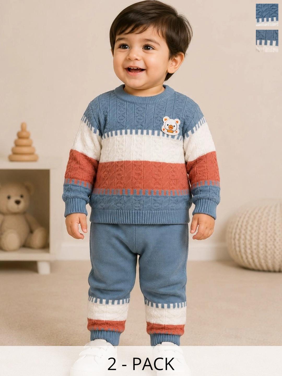 MICROPOLO Unisex Kids Colourblocked Woollen Pullover with Applique Detail