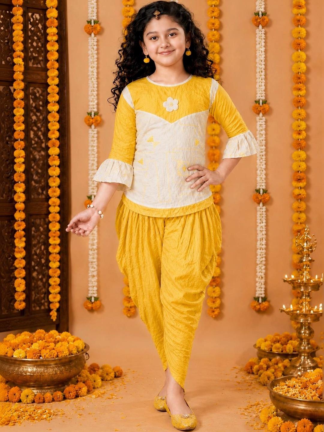 BAESD Girls Printed Top with Dhoti Pants