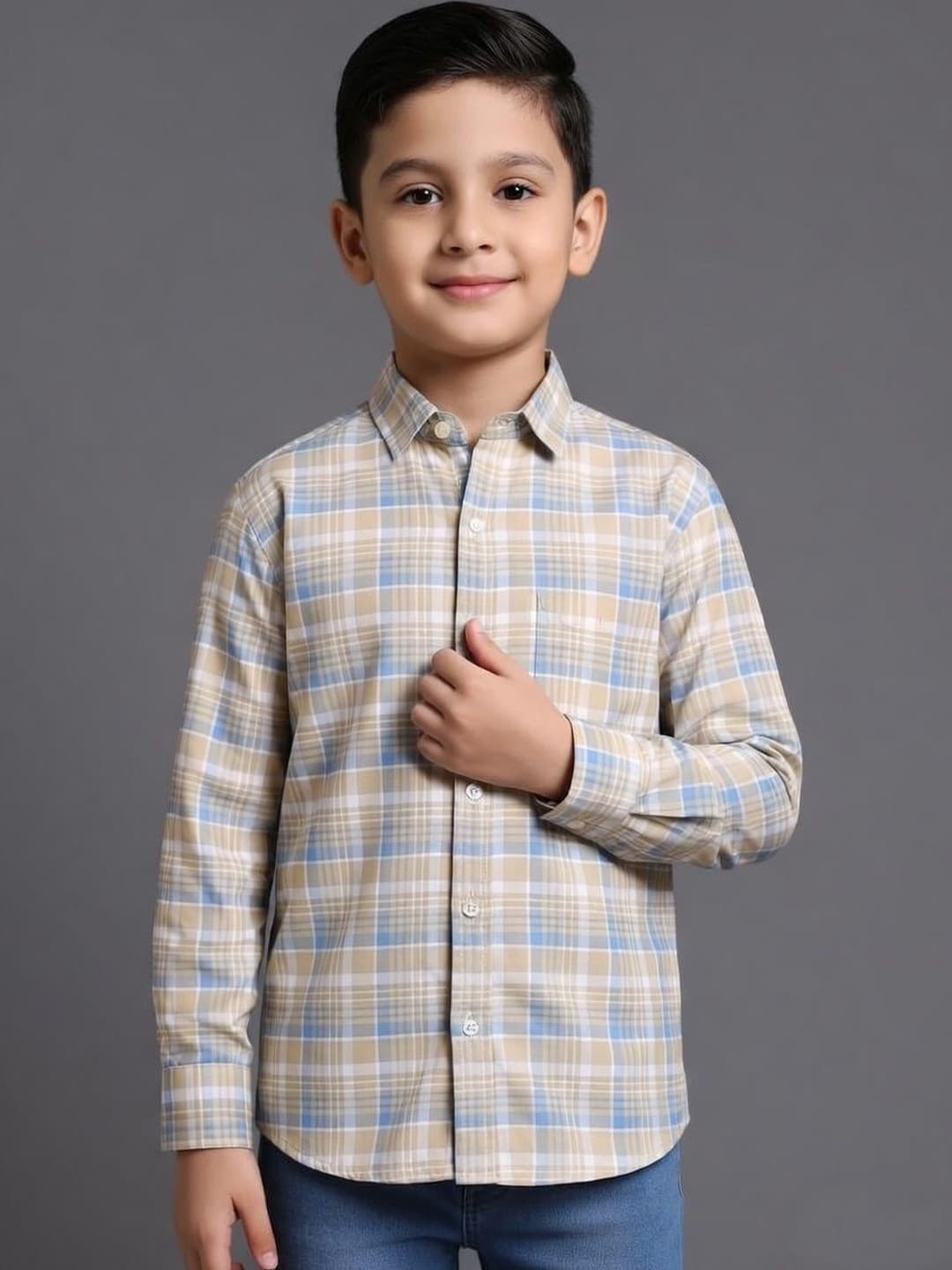 BAESD Boys Relaxed Tartan Checks Checked Casual Shirt