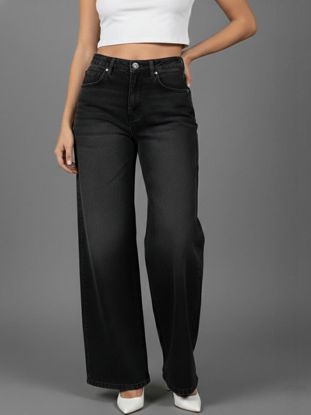 GUTI Women Flared High-Rise Light Fade Stretchable Jeans