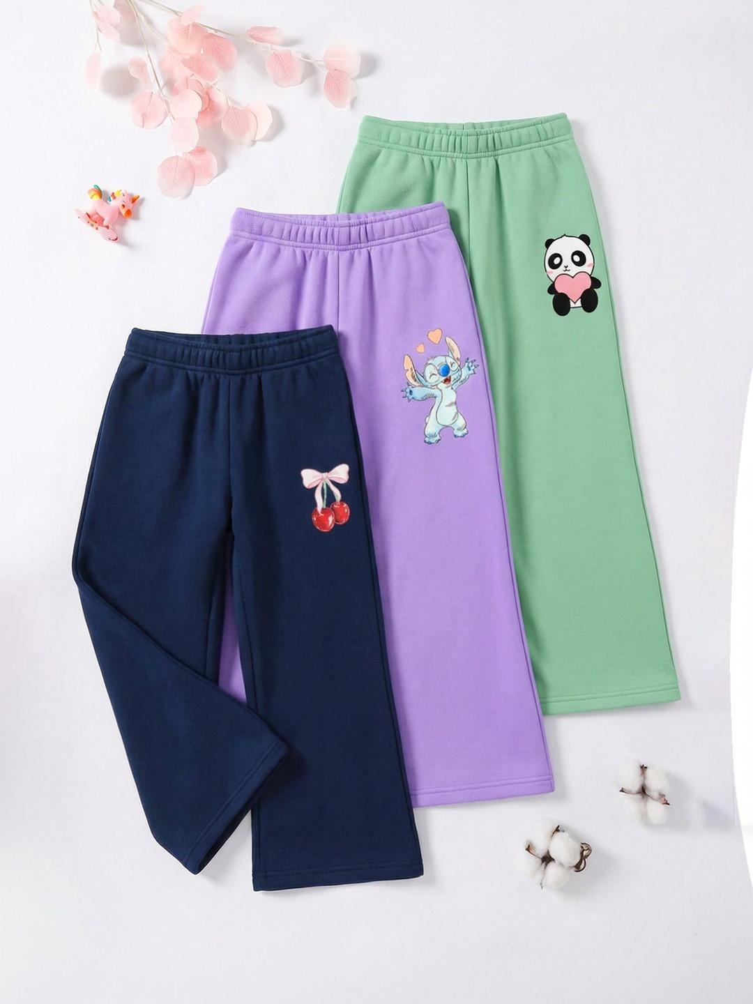 HELLCAT Girls Pack of 3 Regular Fit Graphic Print Track Pants