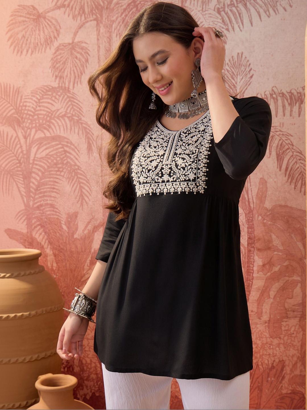 Sangria Embroidered Short Kurti