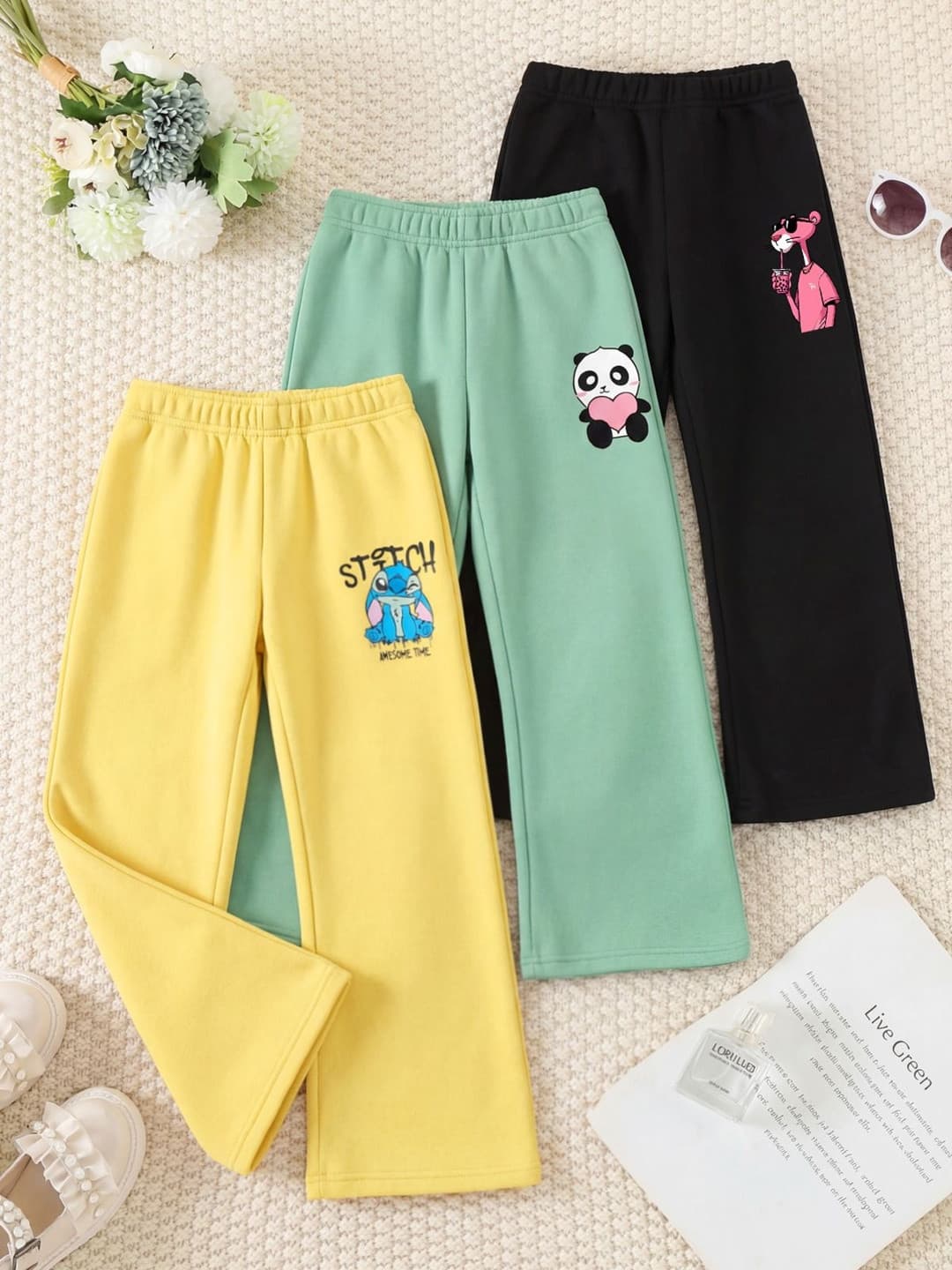HELLCAT Pack Of 3 Girls Graphic Print Track Pants