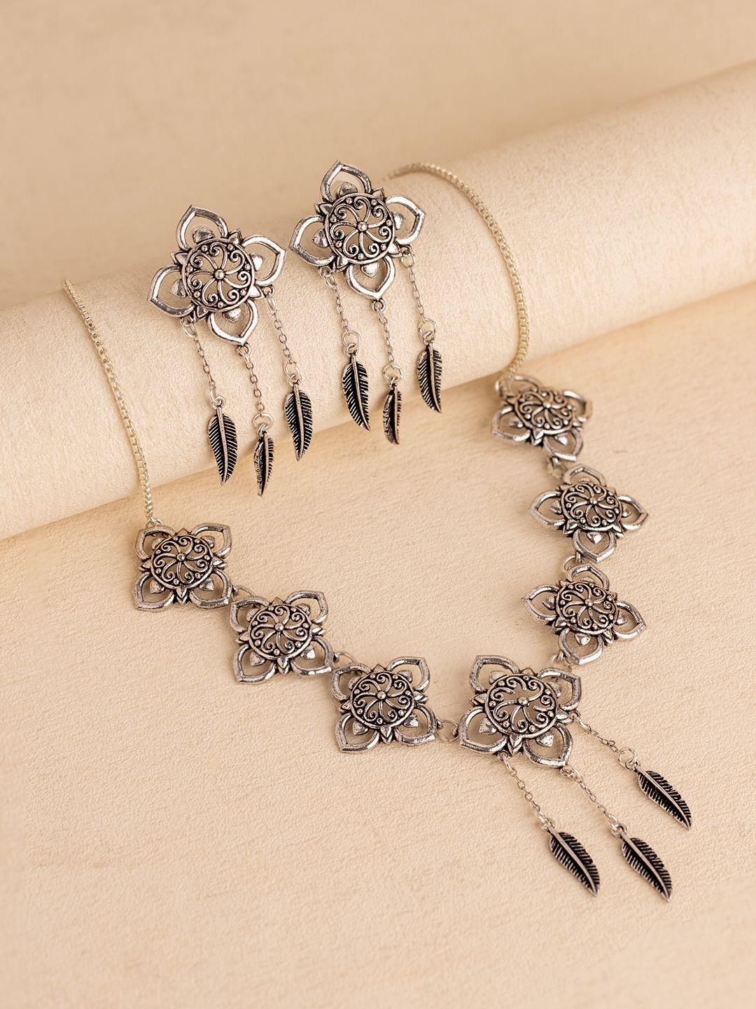 Boho Tribe Flora Oxidised Necklace set