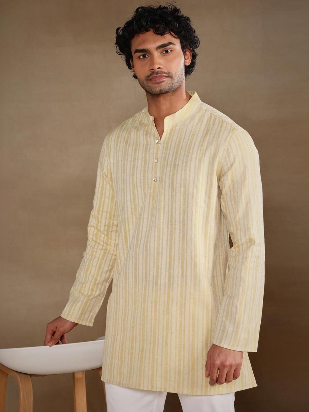 Fabindia Men Striped Thread Work Kurta