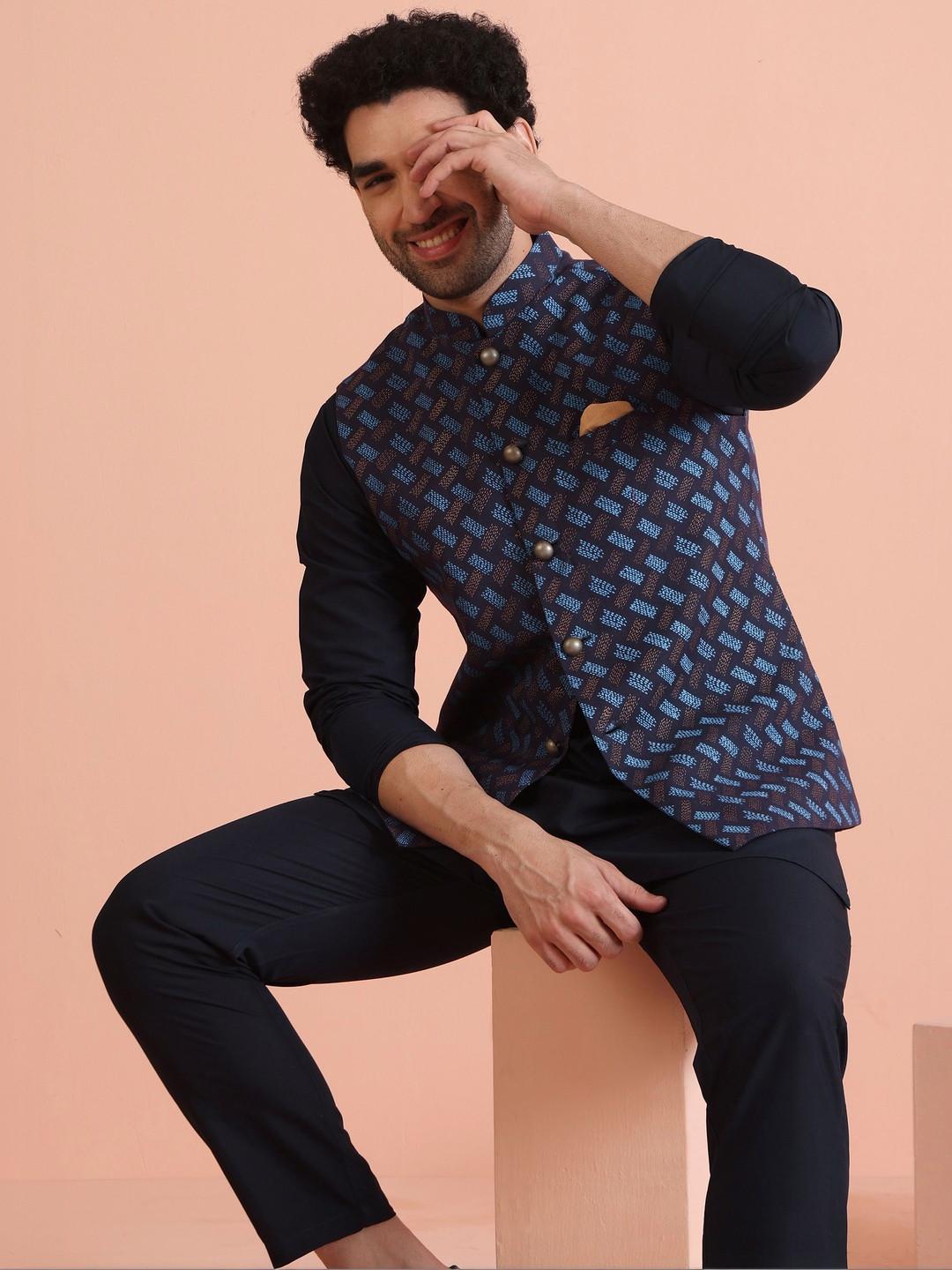 KISAH Printed Woven Nehru Jackets
