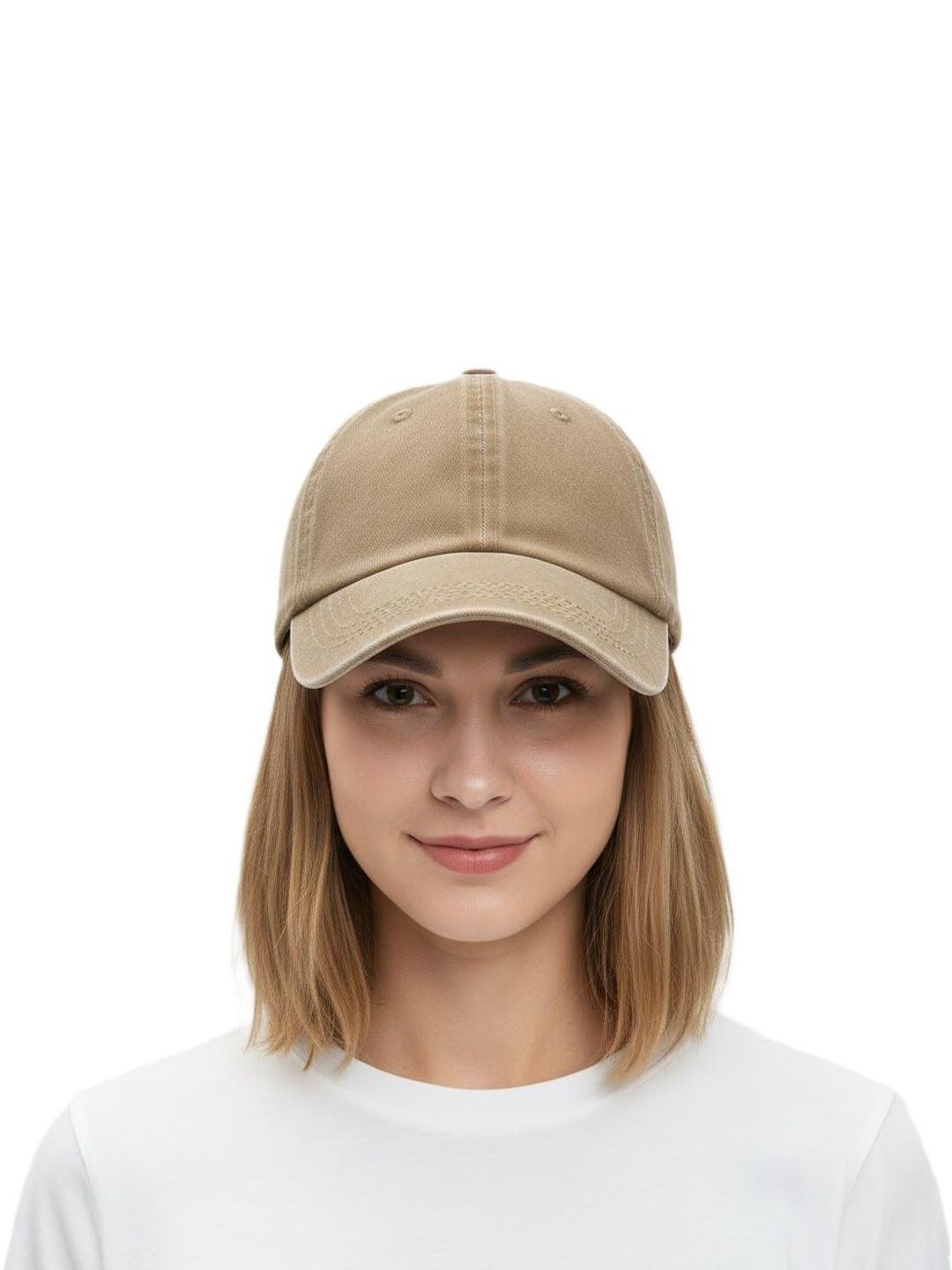 Alexvyan Plain Brown Cotton Baseball Cap