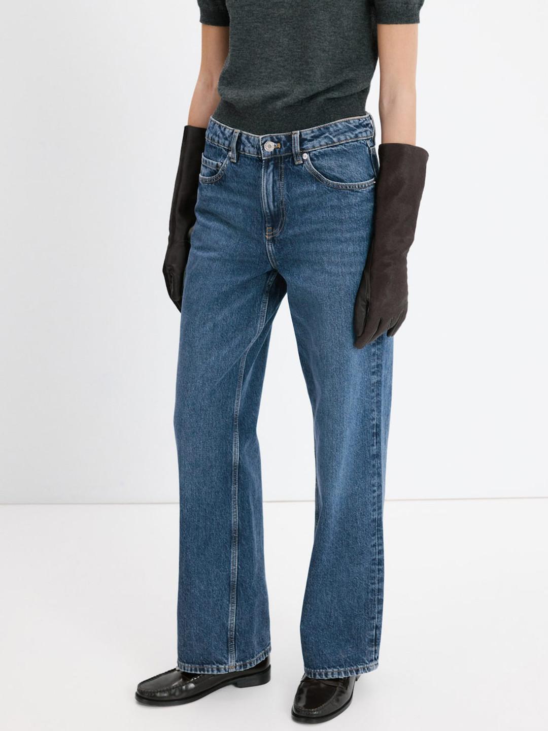 MANGO Women Straight Fit Low-Rise Light Fade Jeans