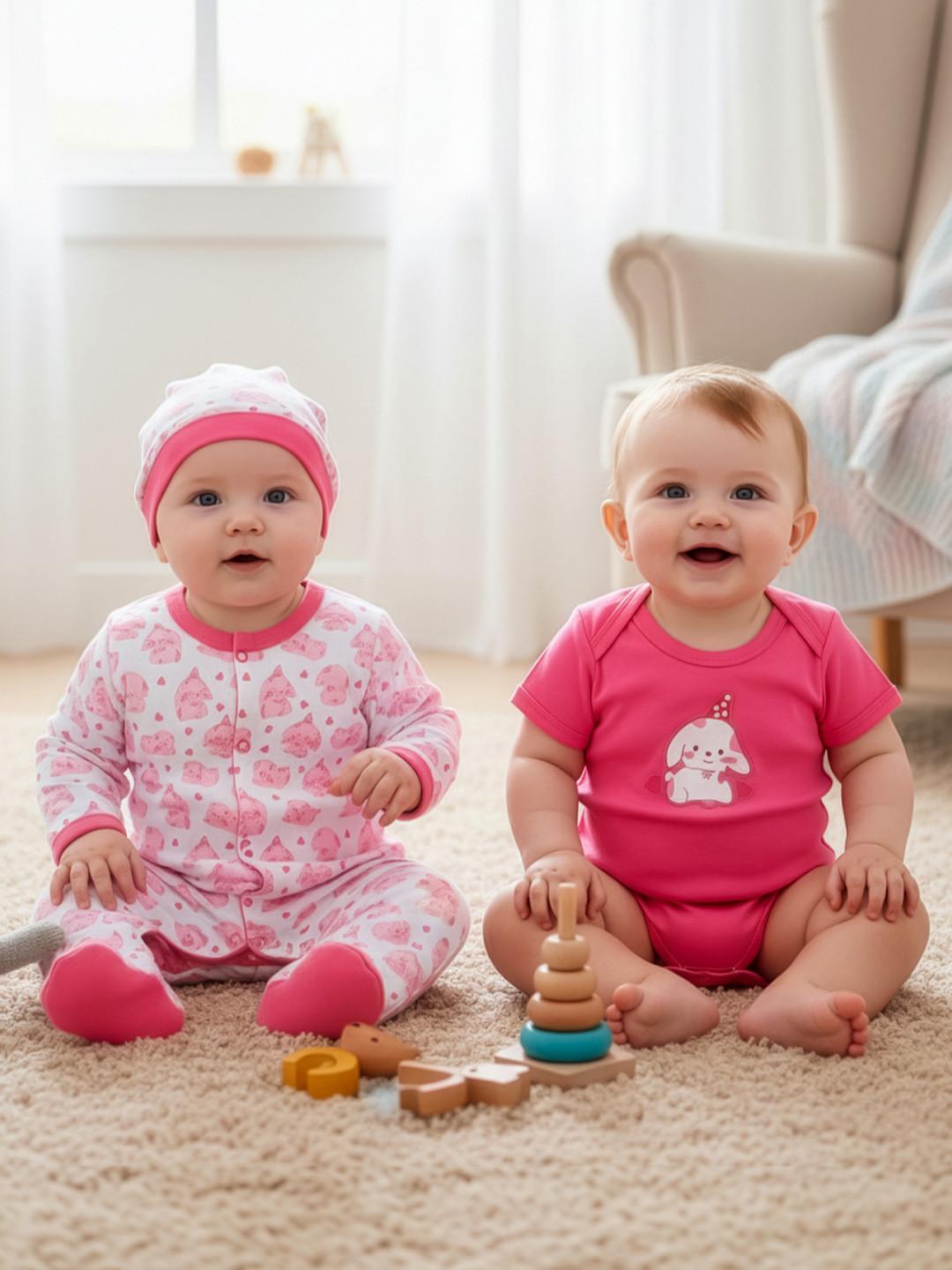 MeeMee Infants 5-Pcs Printed Cotton Baby Apparel Gift Set