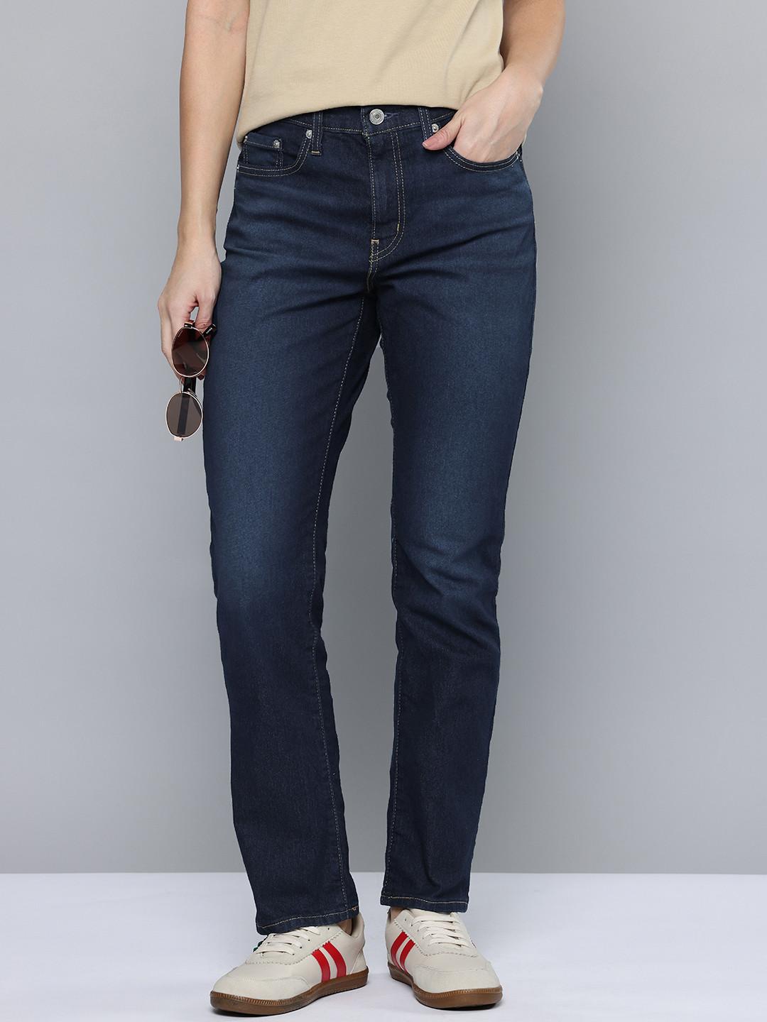Levis Women 724 Slim Straight Fit High-Rise Light Fade Stretchable Jeans