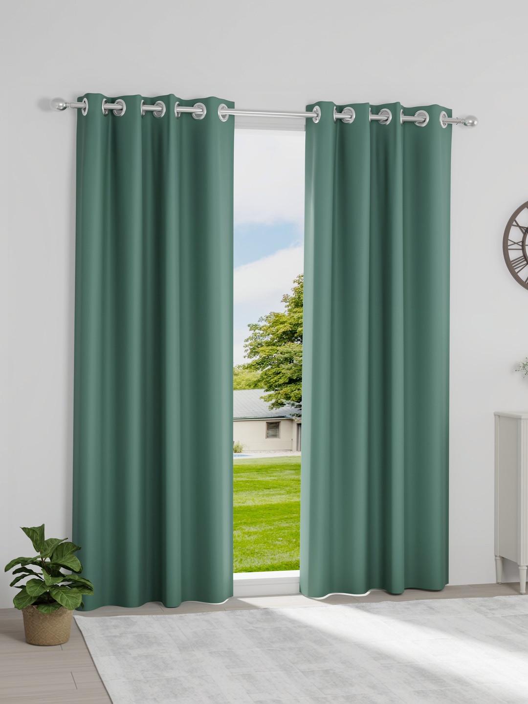 wakefit Green Set of 2 Black Out Door Curtain