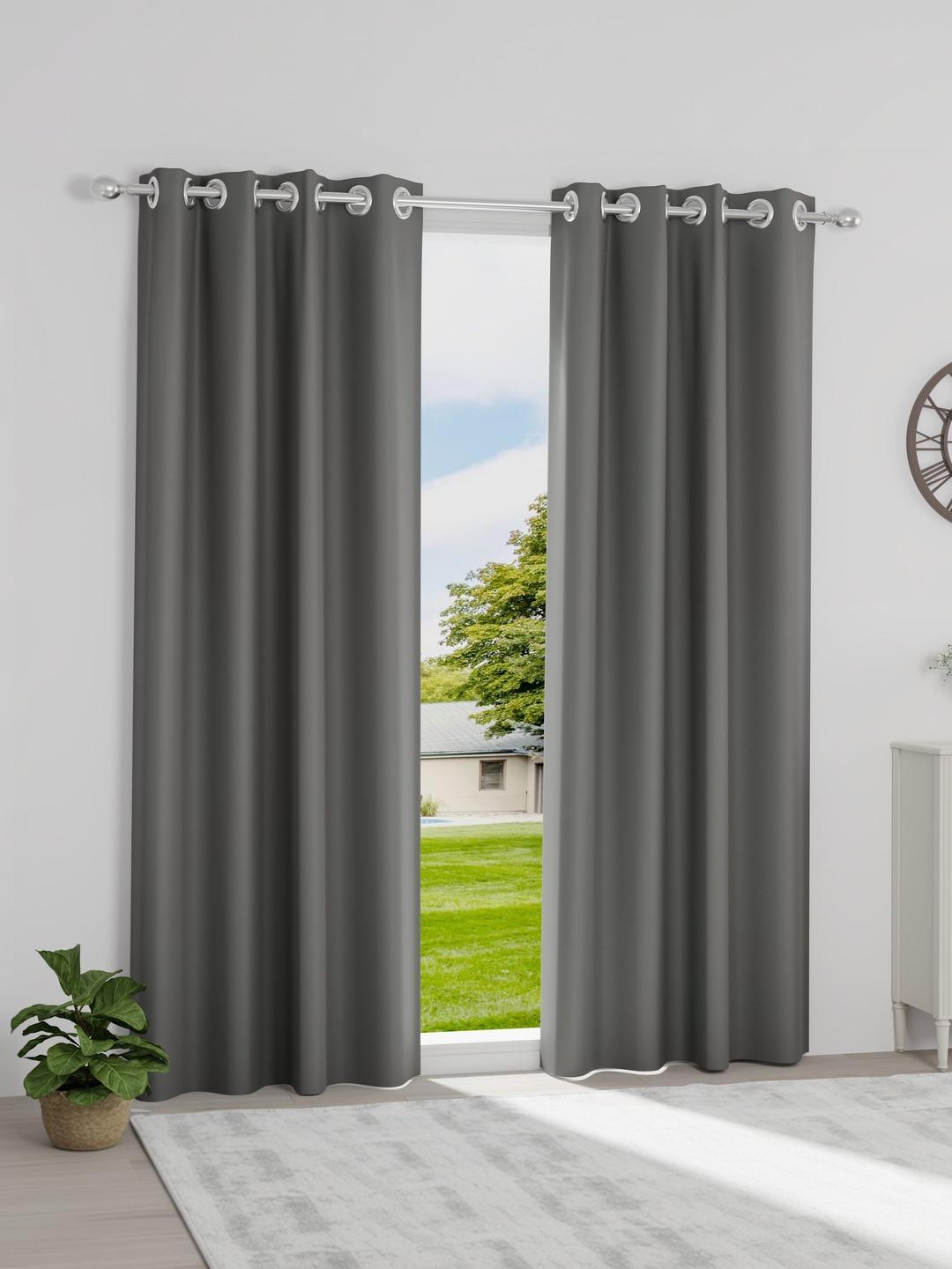 wakefit Grey Black Out Door Curtain