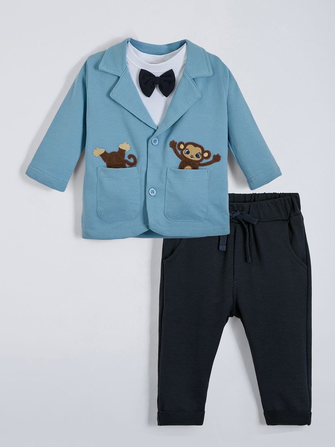 Hopscotch Pure Cotton Embroidered Blend T-Shirt with Trousers