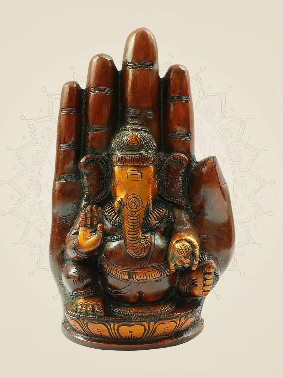 Luxeartisanship Ganesha Idol Multi Brass Antique Finish Handcrafted Showpieces 9 Inch