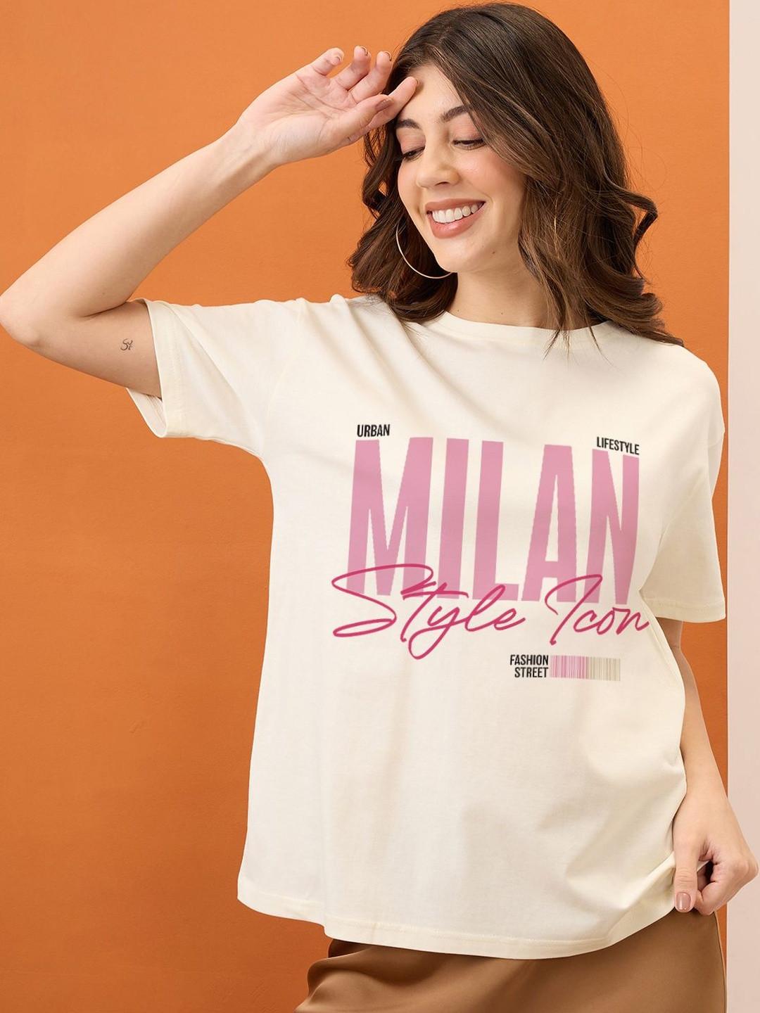 The Roadster Lifestyle Co Printed Cotton Round Neck Oversized T-shirt