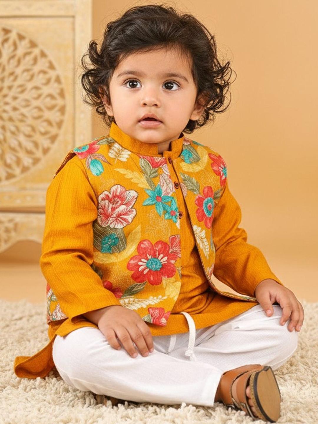 Sangria Inafts Boys Printed Pure Cotton Round Neck Kurta & Pyjamas
