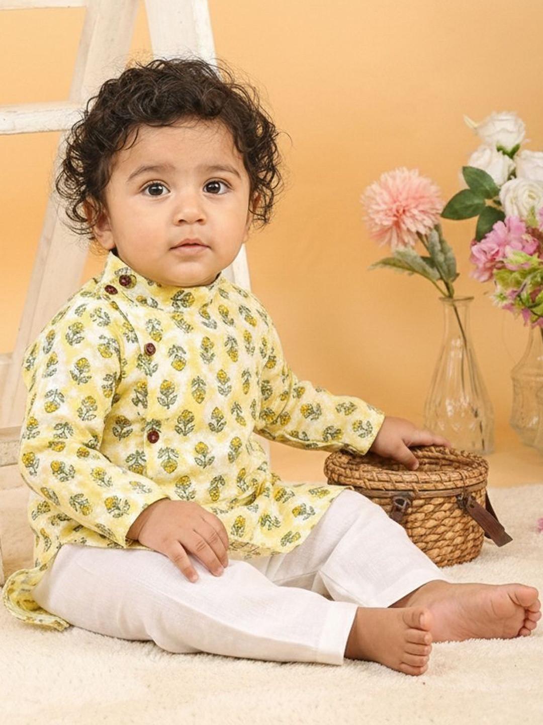 Sangria Printed Pure Cotton Round Neck Kurta & Pyjamas