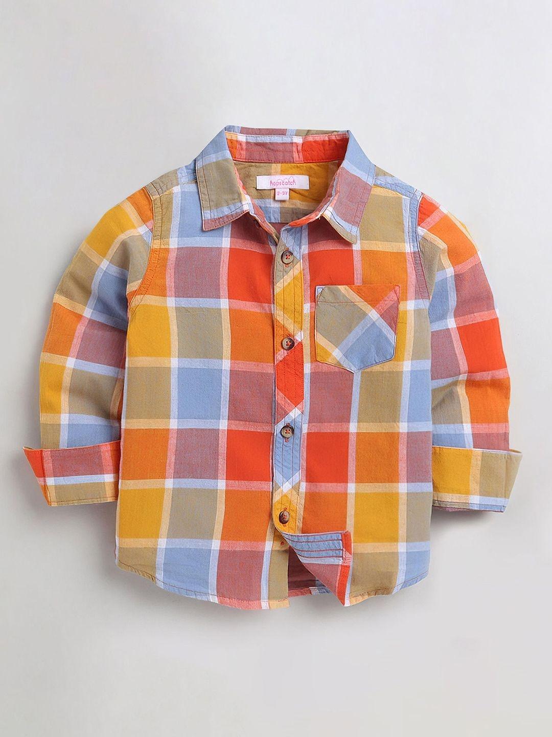 Hopscotch Boys Multi Coloured Checkered Full-Sleeve Shirt