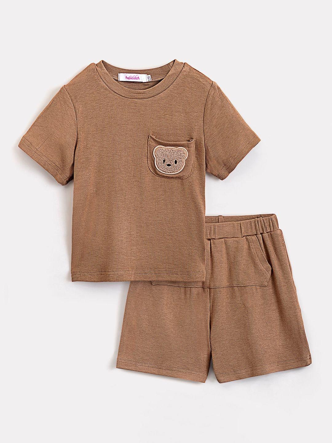 Hopscotch 2-Pc Textured Teddy Applique T-shirt & Shorts