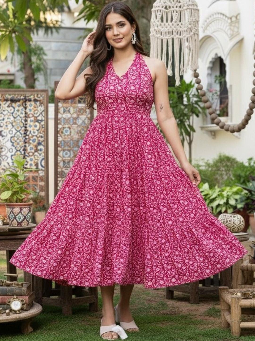 Demirner Women Floral Printed Anarkali Kurta