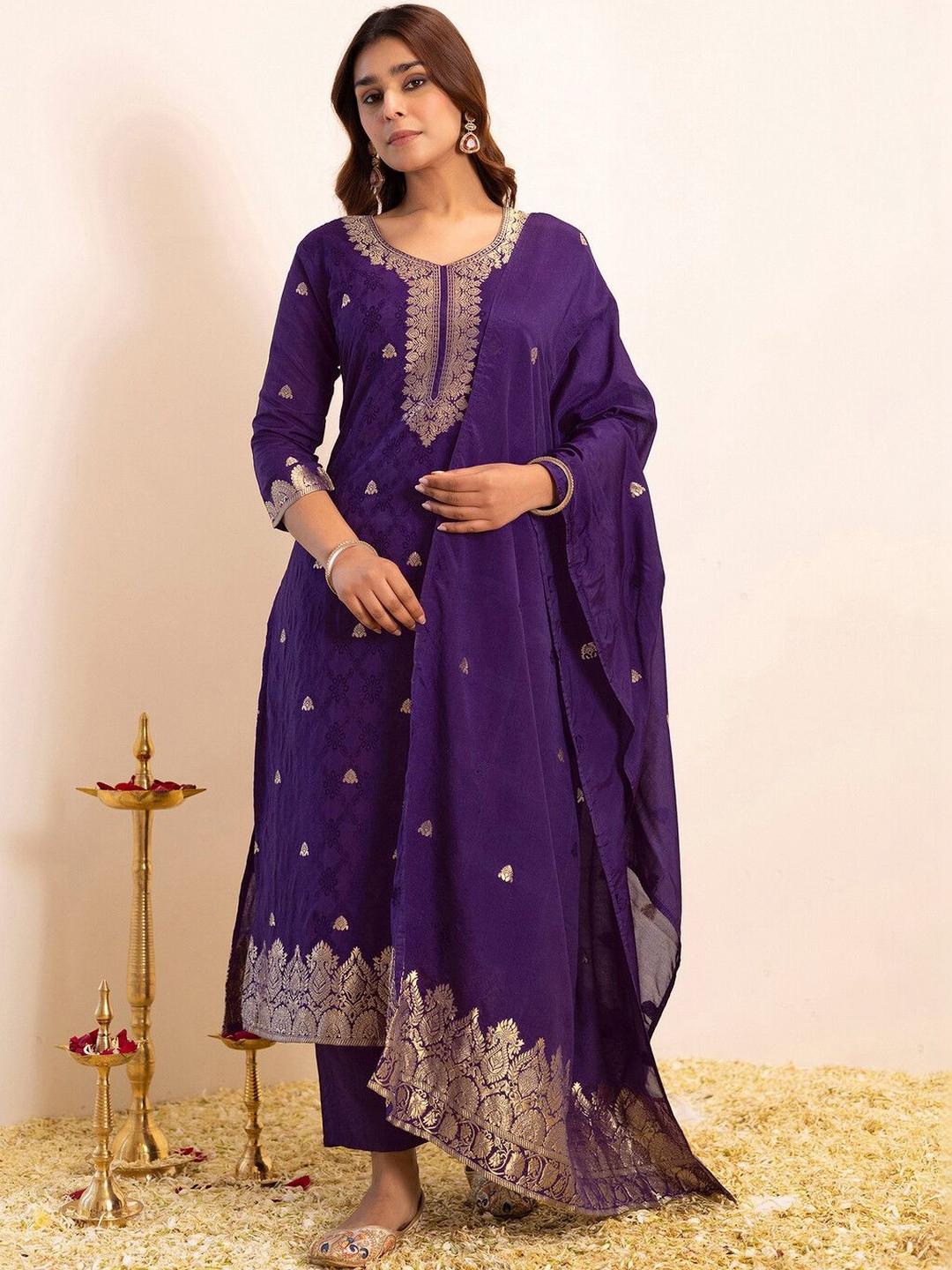 SKYLEE Women Ethnic Motifs Regular Kurta with Trousers & With Dupatta