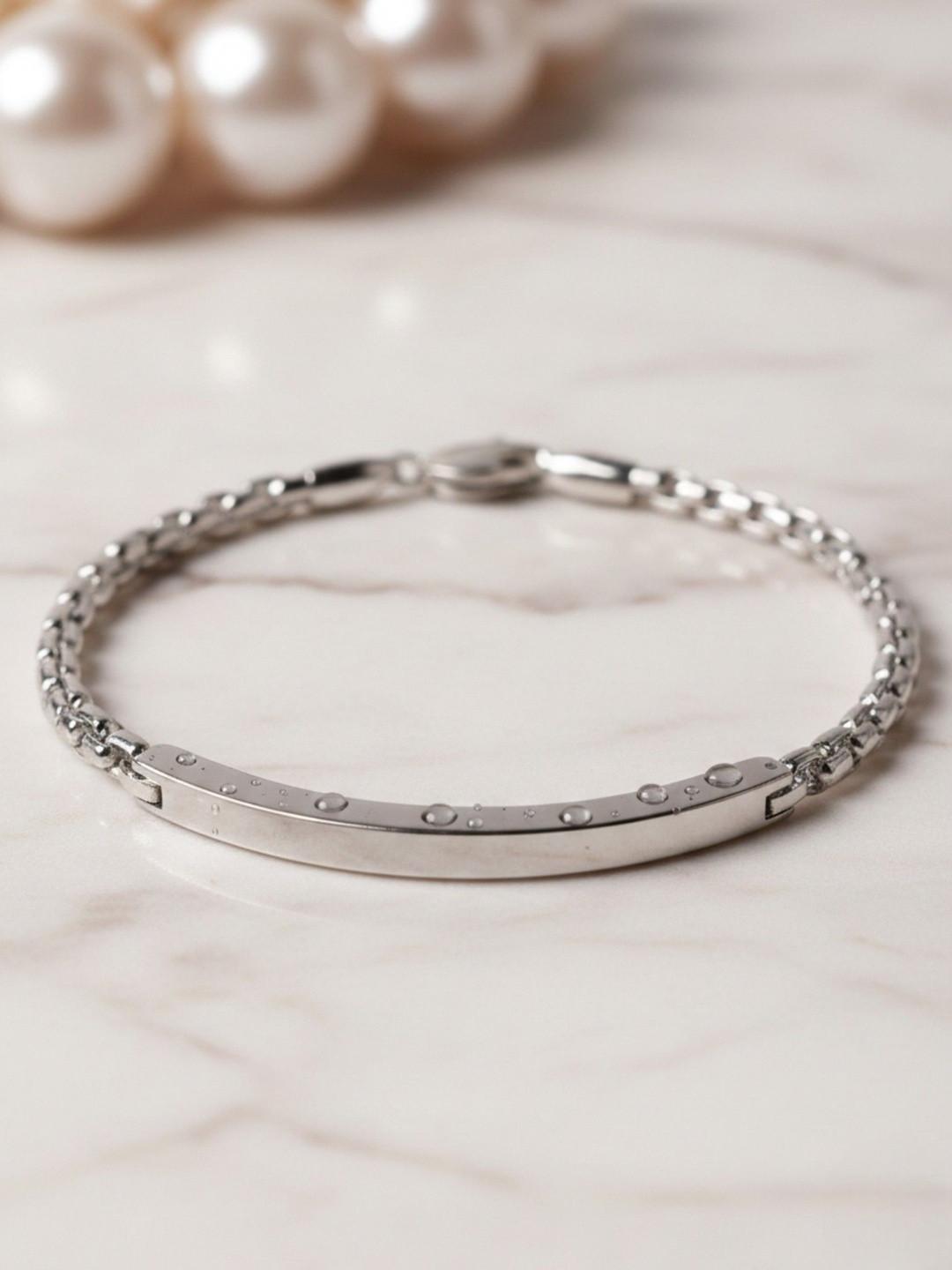 RAPPERSSHOP Men Silver-Plated Link Bracelet