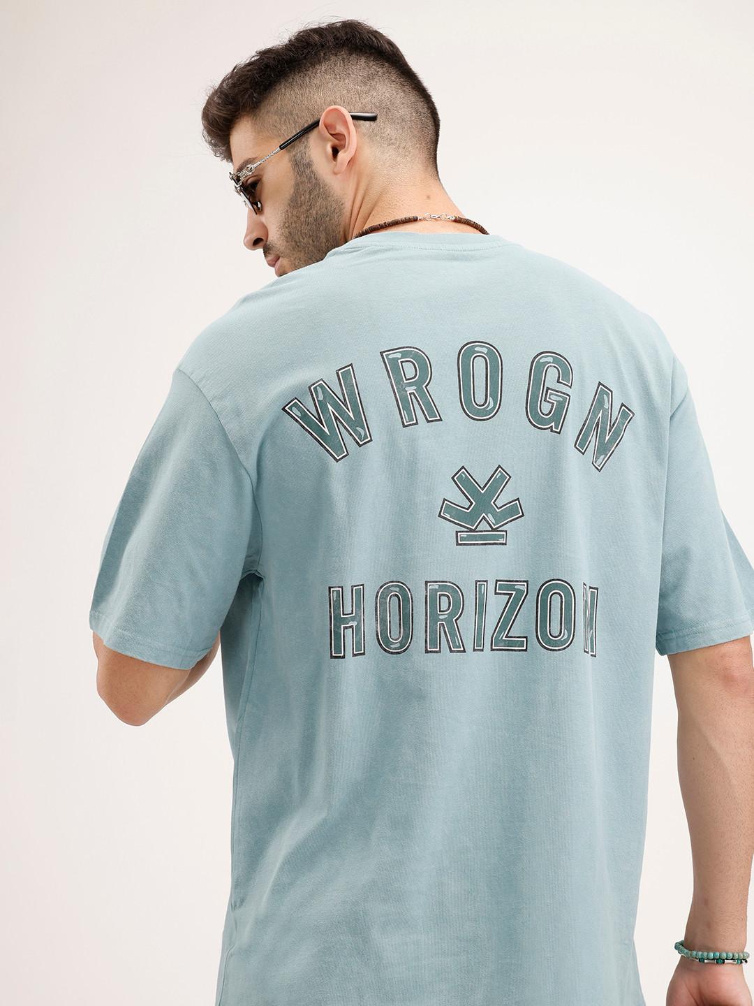 WROGN Oversized Brand Logo Printed Drop-Shoulder Sleeves Pure Cotton T-shirt