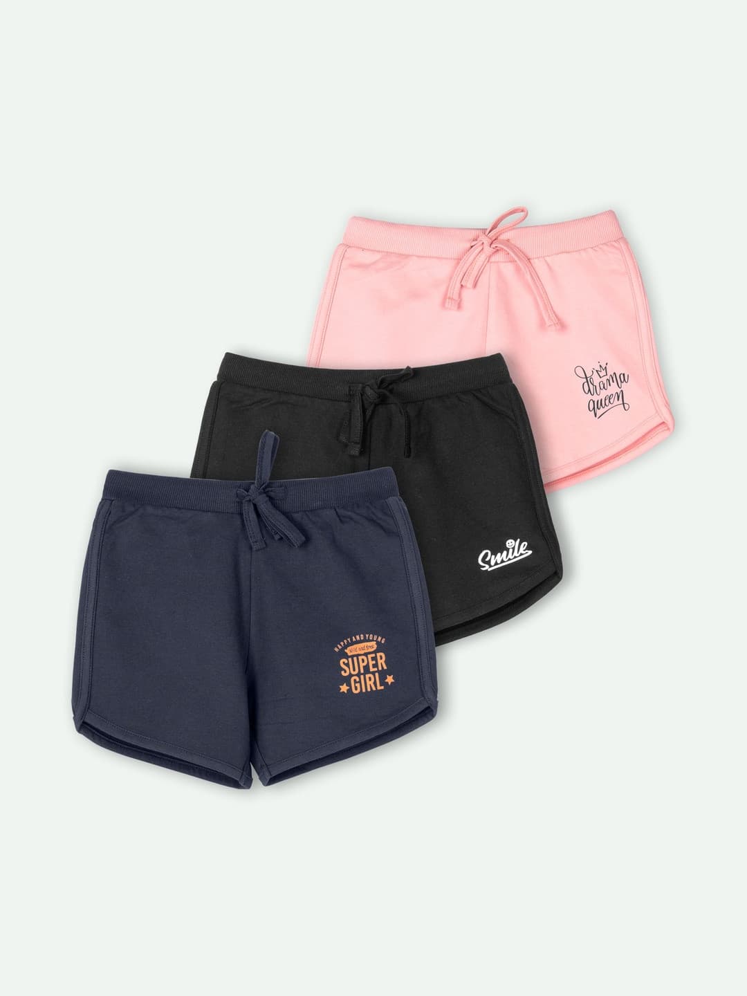 ariel Girls Typography Printed Shorts