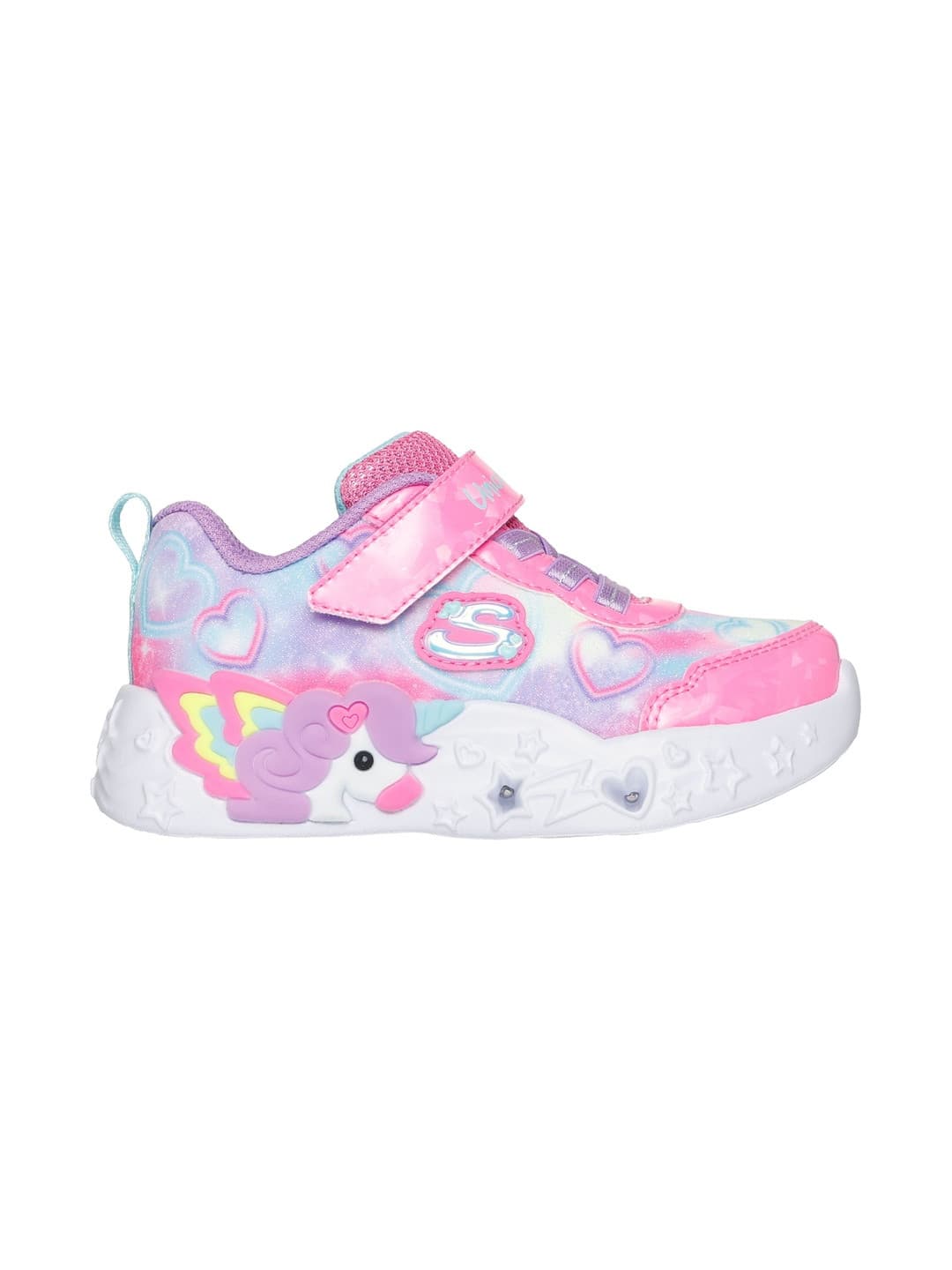 Skechers Unicorn Charmer - Lil Heart Girls Printed Round Toe Velcro Sneakers