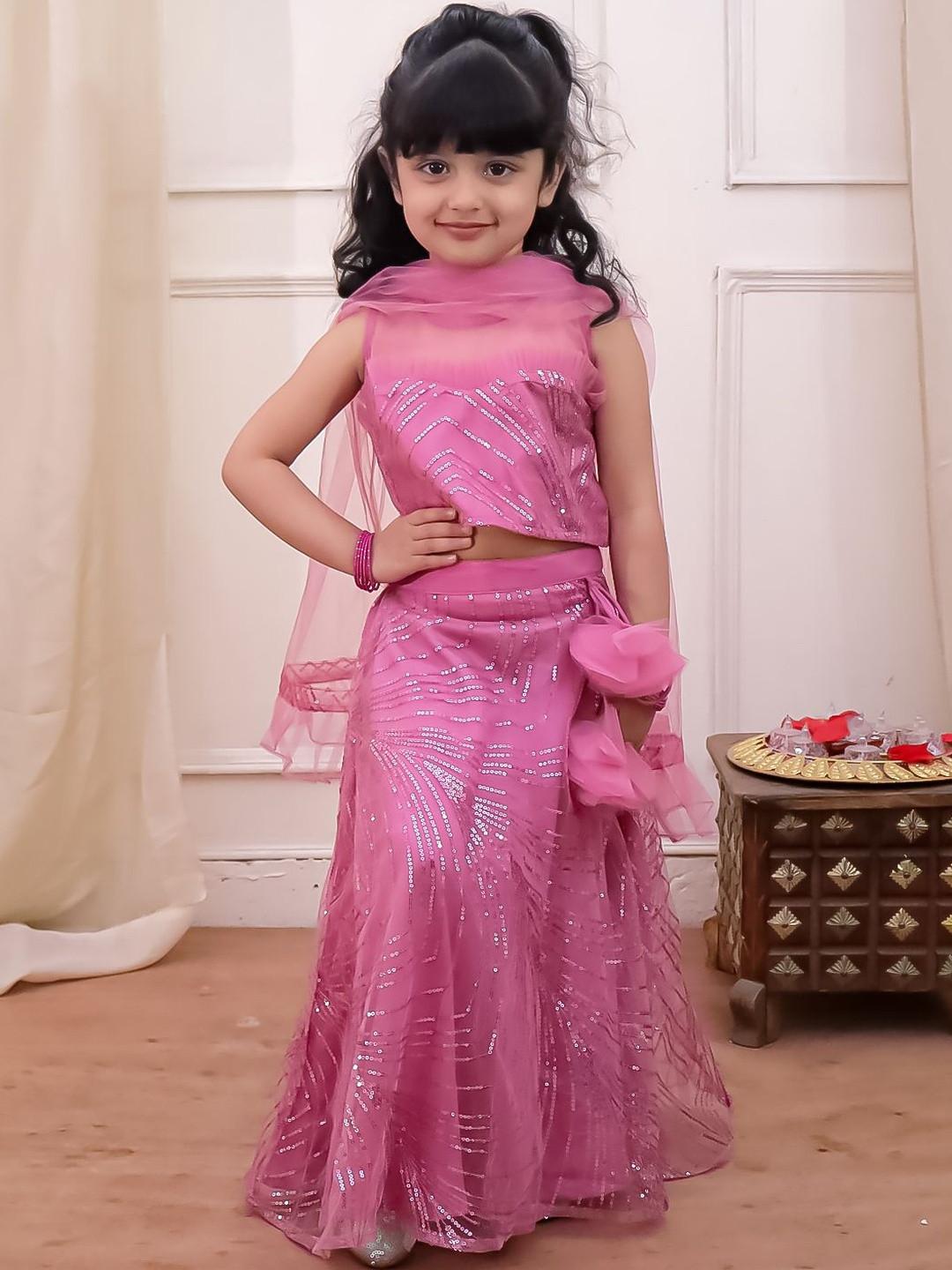 KID1 Girls Embellished Sequinned Ready to Wear Lehenga & Blouse With Dupatta
