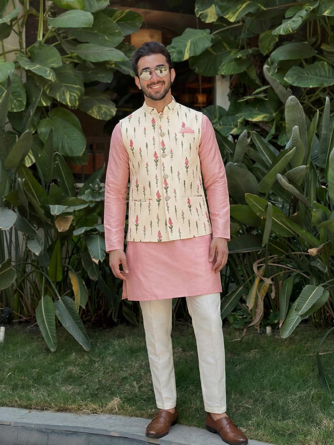 KISAH Men Printed Nehru Jacket