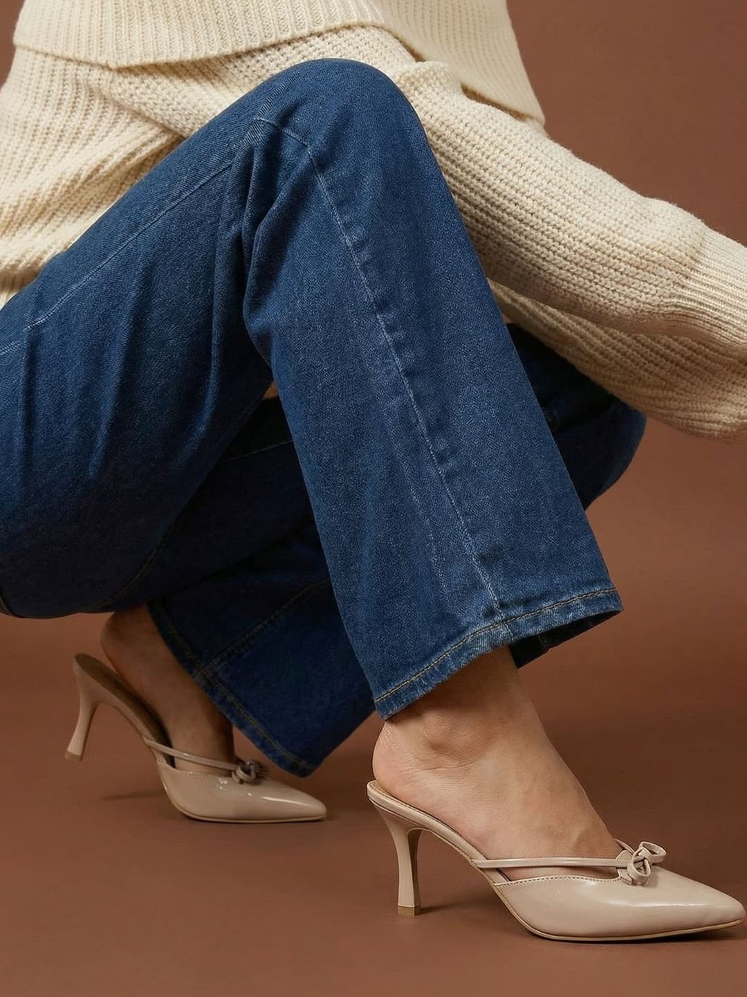 JodyHub Party Slim Heeled Mules with Bows