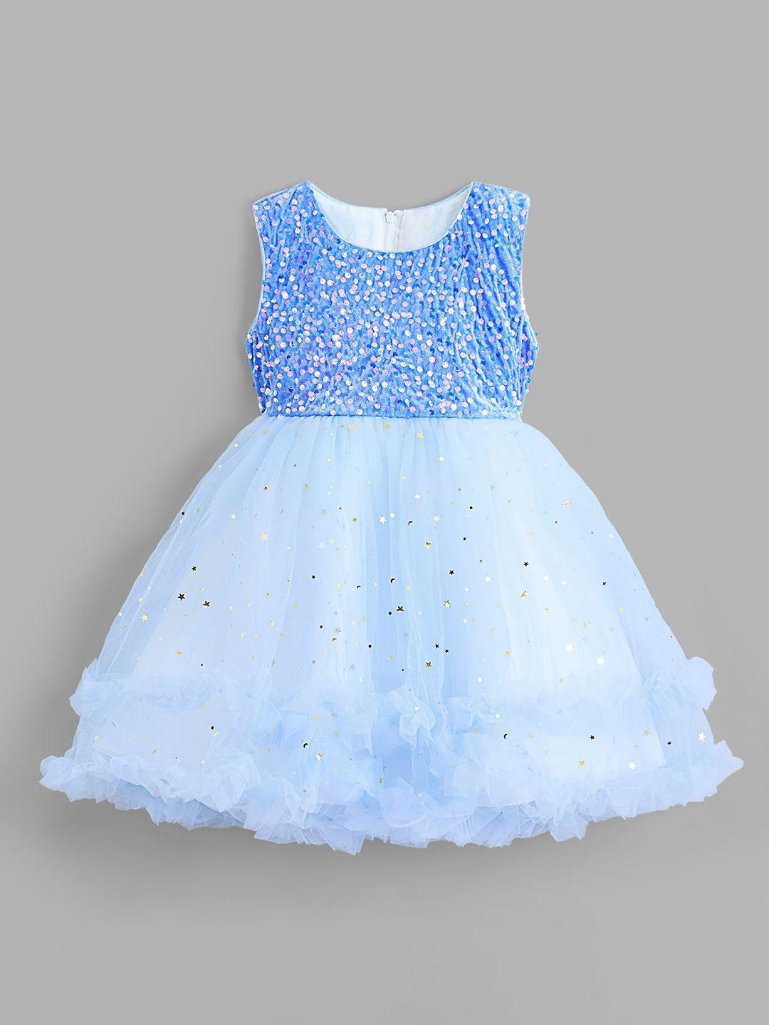 Hopscotch Sequin Embellished Polyester Knee Length Fit & Flare Dress
