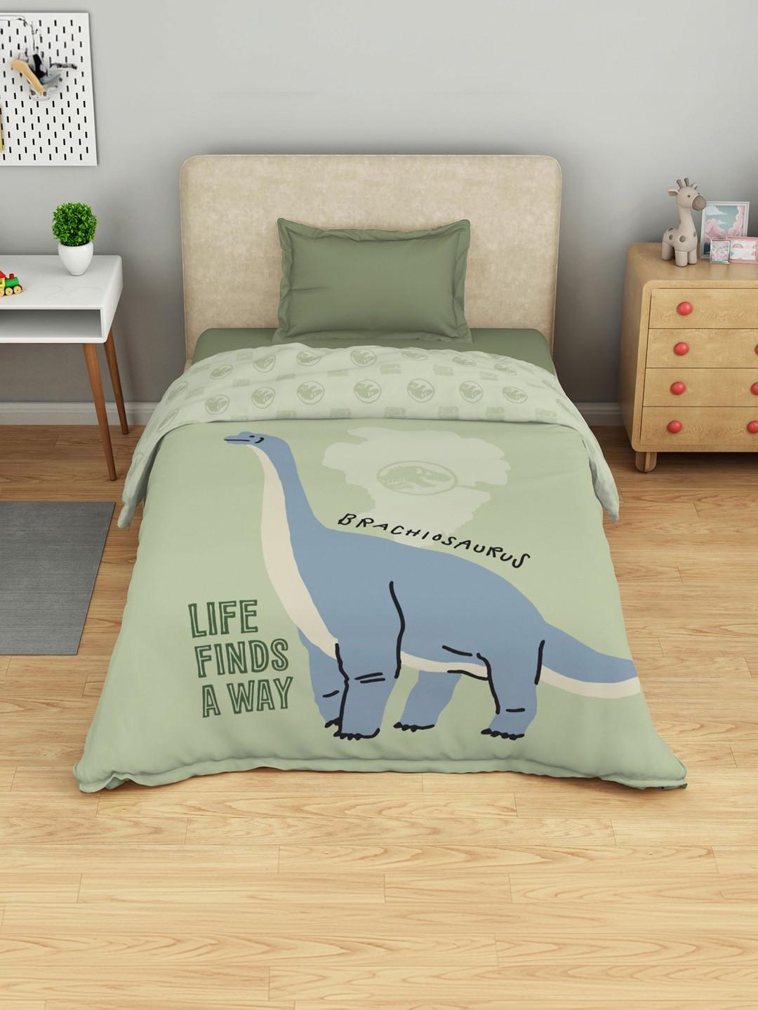 SPACES Green & Green Cartoon Characters AC Room 120 GSM Quilt