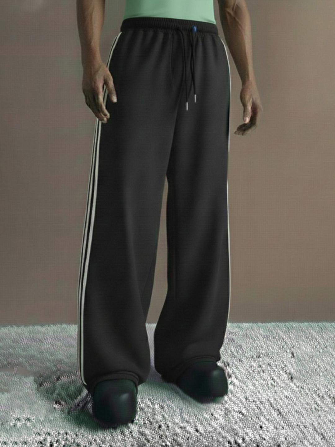 dockstreet Men Relaxed-Fit Mid-Rise Track Pant With Side Striped