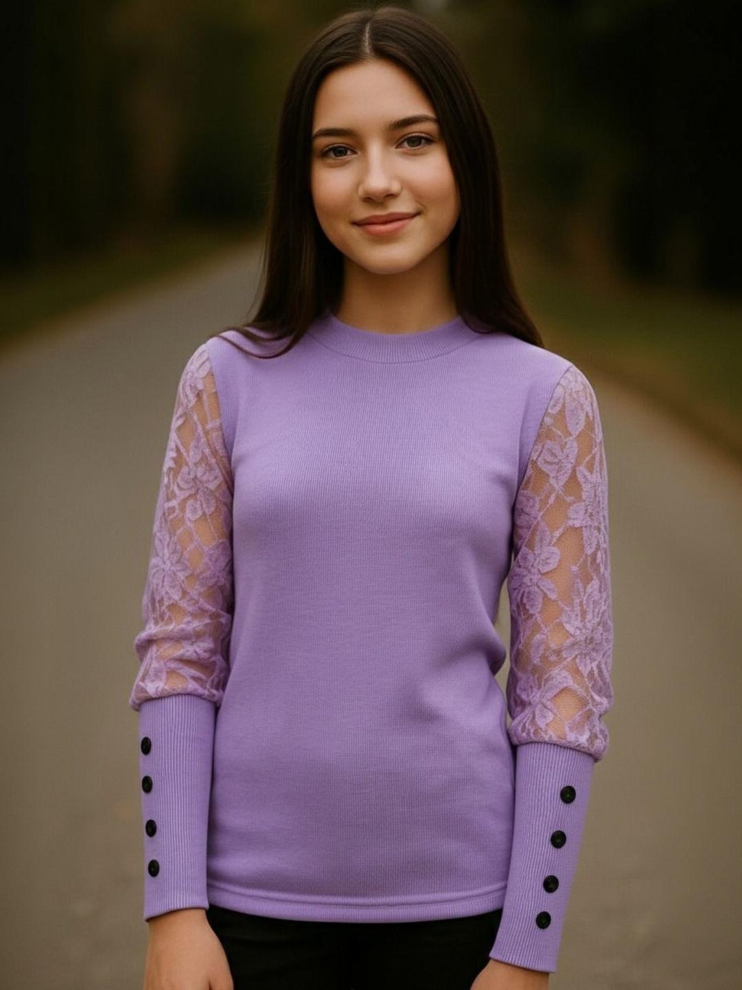 WAHOO Girls Floral Lace Detail Top