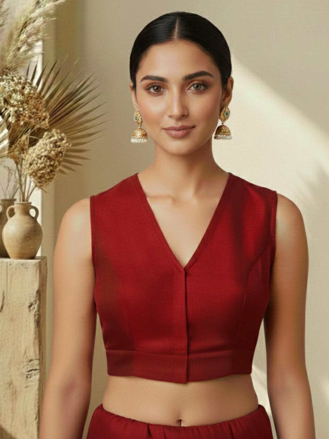 Thevasa Silk V-Neck Forever Classy Blouse
