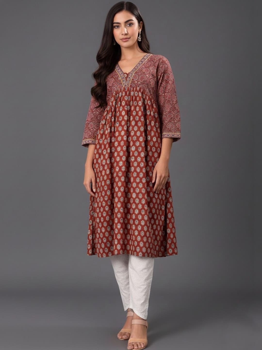 KALINI Women Bandhani Printed Anarkali Kurta