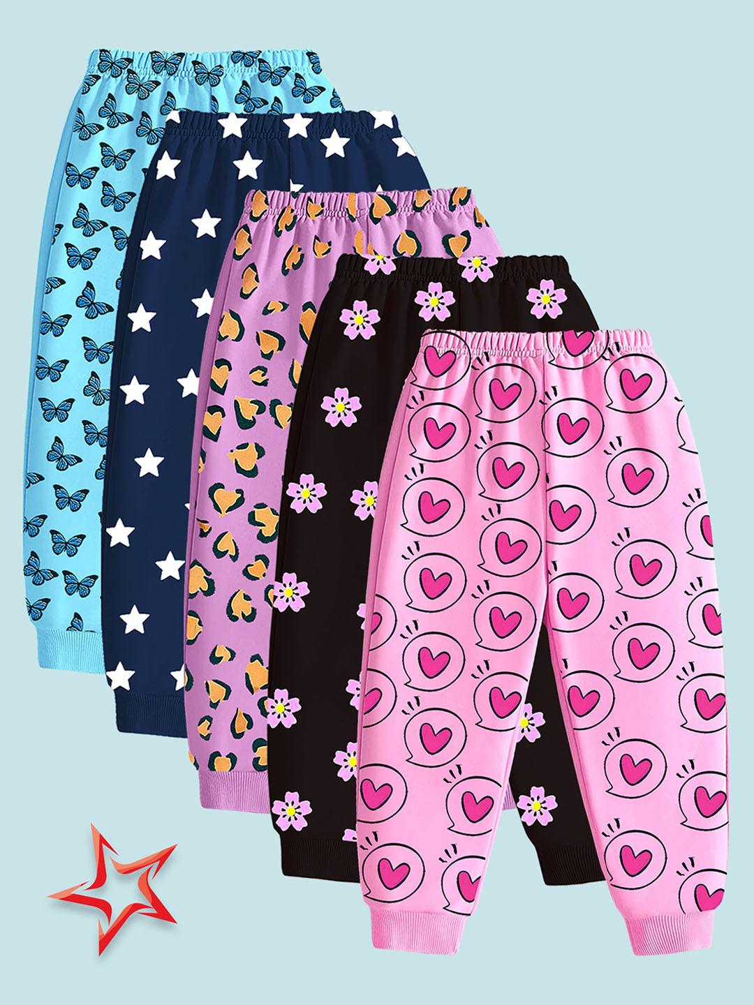 YK Girls Pack of 5 Graphic Printed Joggers