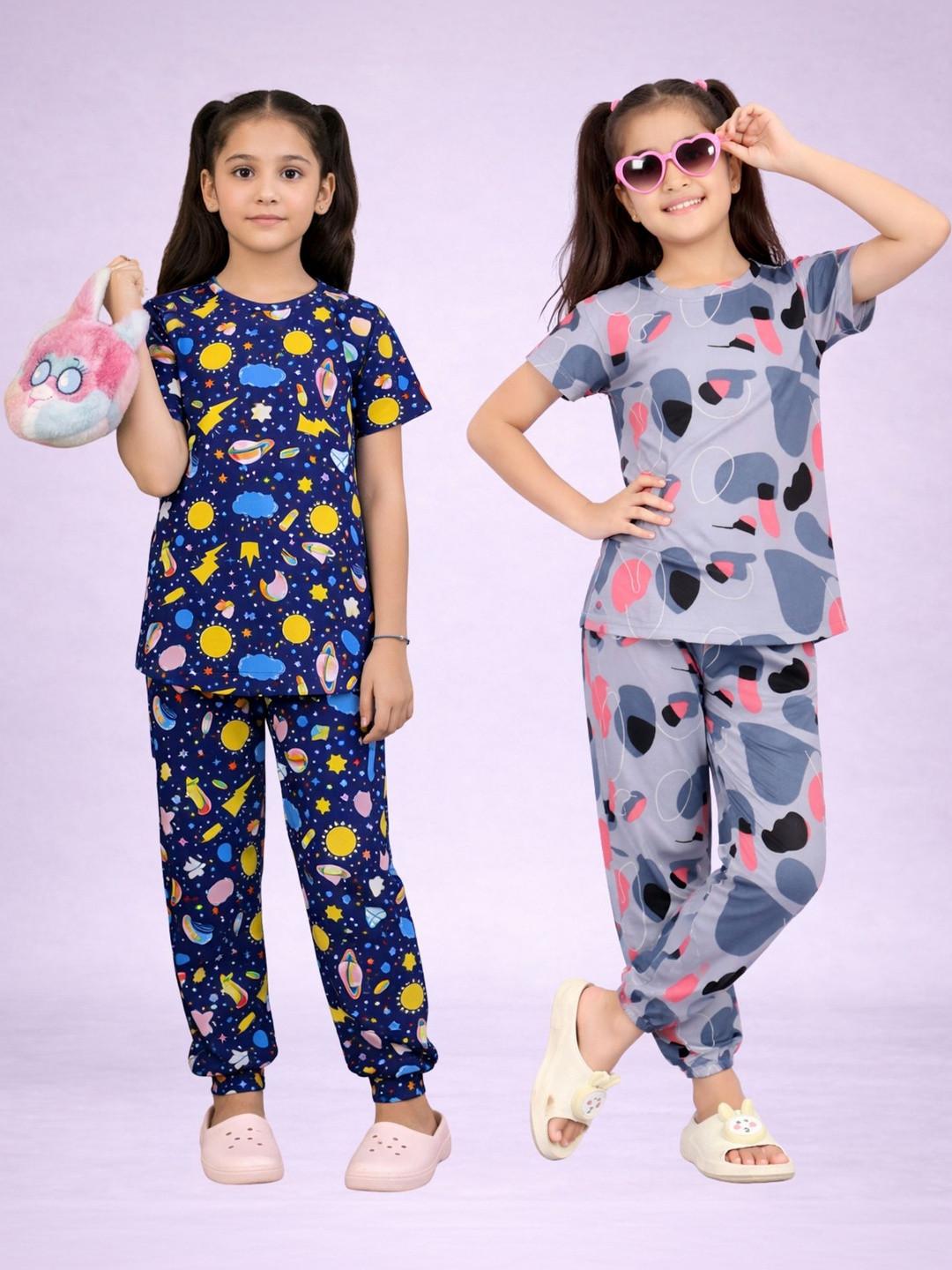 BAESD Girls Printed Maxi Night suits