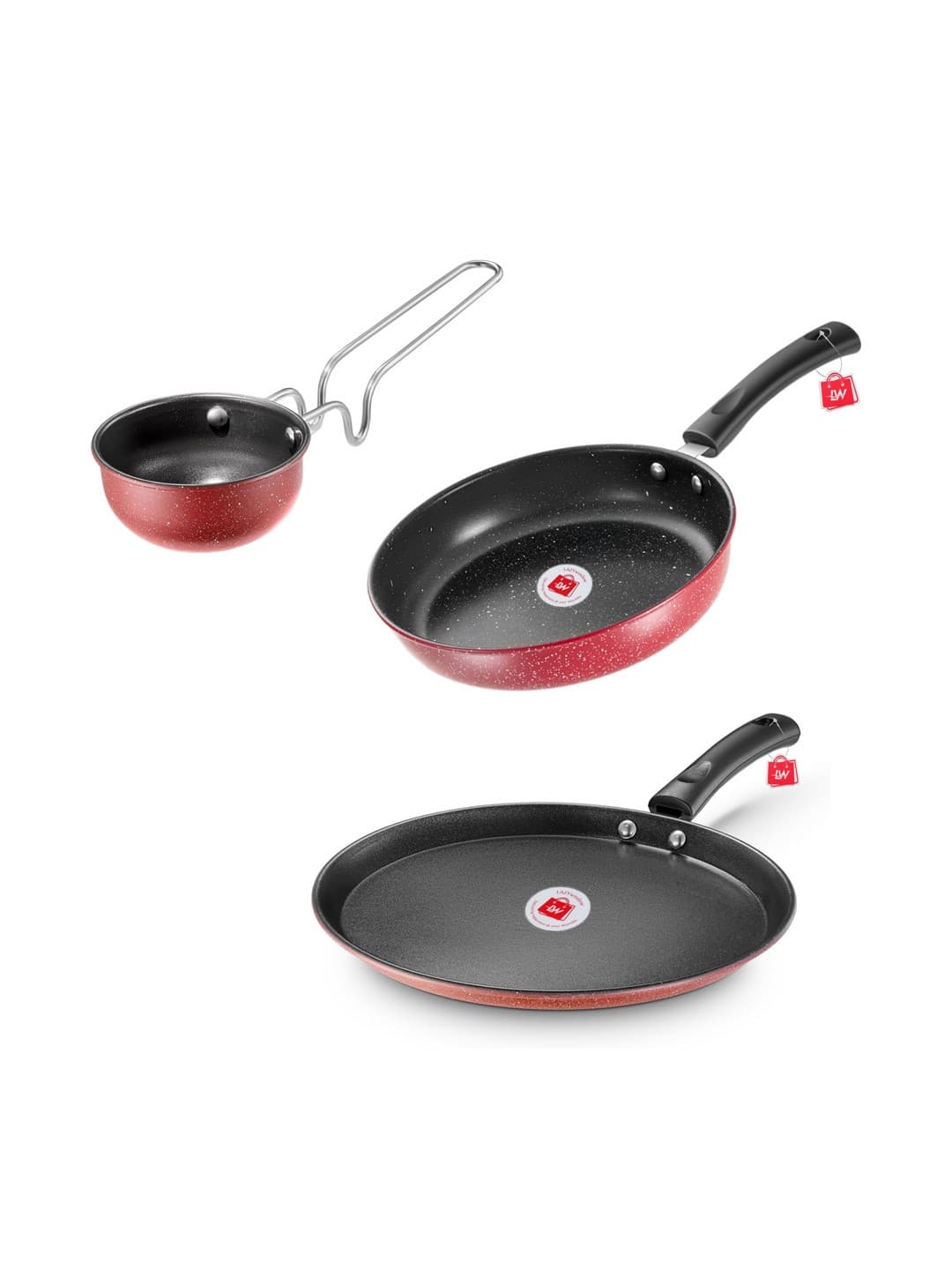 LAZYwindow Maroon Induction Base Metal Cookware Set of