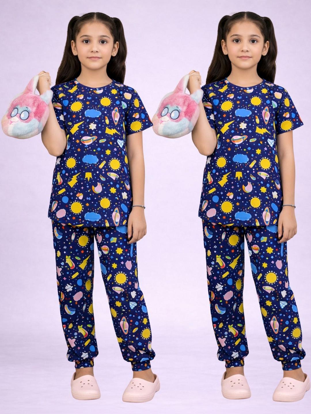 BAESD Girls Printed Short Sleeves Nightdress