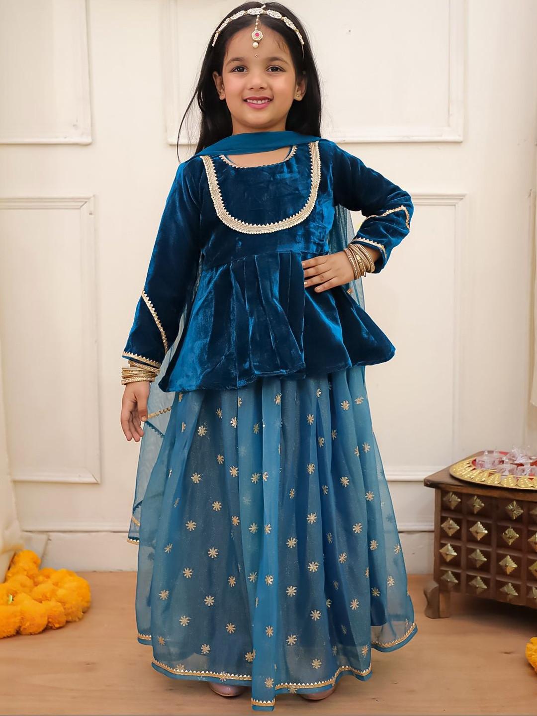 KID1 Girls Sequinned Ready to Wear Lehenga & Blouse With Dupatta
