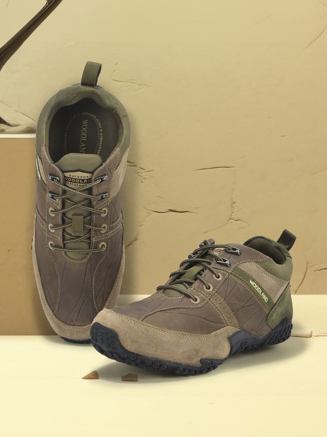 Woodland Men Textured Nubuck Sneakers