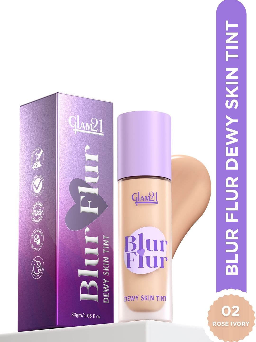 GLAM21 Blur Flur Skin Tint Foundation- 30 g- Rose Ivory