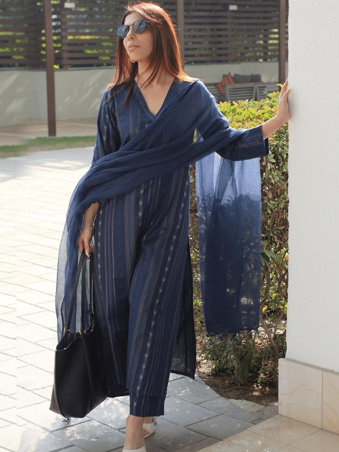 GoSriKi Women Ethnic Motifs Printed Regular Kurta with Palazzos & With Dupatta