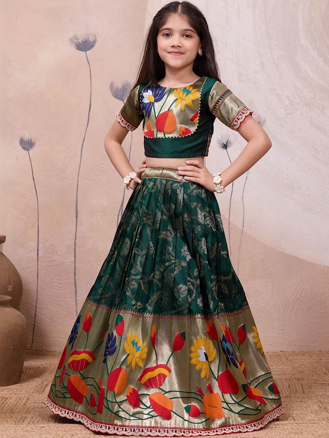 KALANANDI Girls Semi-Stitched Lehenga &